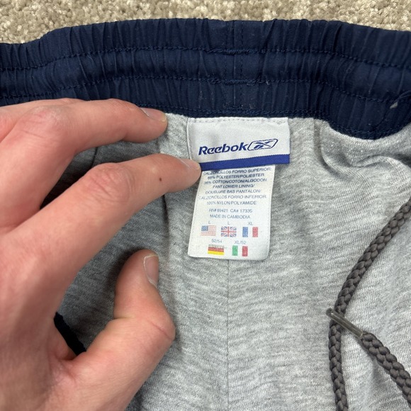 Vintage Y2K Reebok Baggy Navy Blue Striped Track Pants Large - Picture 4 of 9